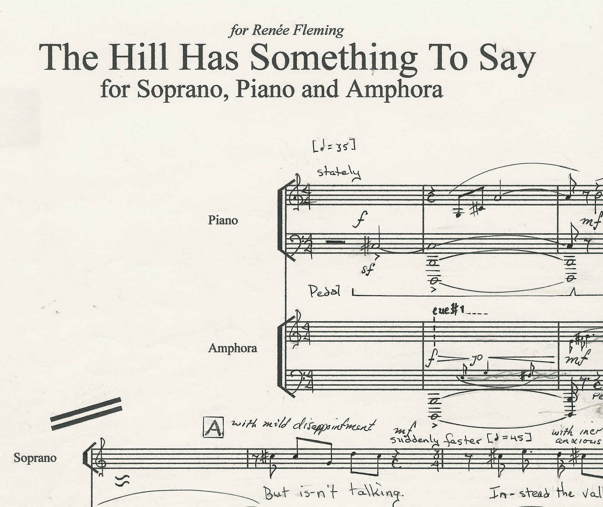 The Hill has Something to Say – the music score for Craig Harris' composition based on a poem by Rita Dove