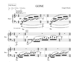 "GONE" – the music score for Craig Harris' suite about loss.